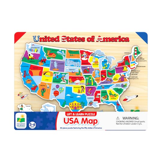 Lift & Learn Puzzle - USA Map: 40 Pcs By The Learning Journey | 15" x 11" x 0.403" | Michaels®